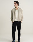 Suede Varsity Jacket Silver Grey