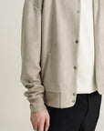 Suede Varsity Jacket Silver Grey