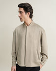 Suede Varsity Jacket Silver Grey
