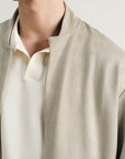 Suede Varsity Jacket Silver Grey