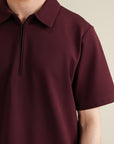 Koyo Knit Quarter Zip Polo - Wine