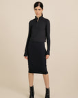 High Neck Zipper Top - Black