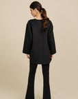 Front Slit Bootcut Pants - Black