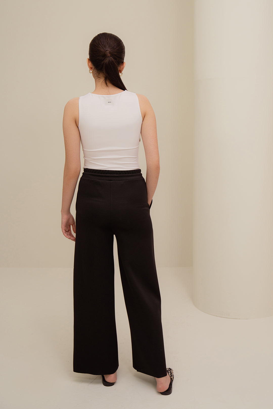 Wide Leg Sweat Pants - Black