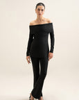 Bardot Neck Luluknit Top - Black