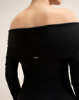 Bardot Neck Luluknit Top - Black