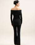 Bardot Neck Luluknit Top - Black
