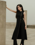 Front Slit Long Top - Black