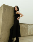 Front Slit Long Top - Black