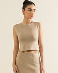 Hi-Lo Crop Top - Sandy Beige