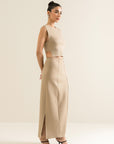 Hi-Lo Crop Top - Sandy Beige