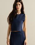 Hi-Lo Crop Top - Navy