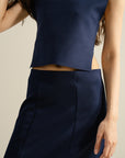 Hi-Lo Crop Top - Navy