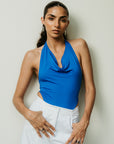 Cowl Neck Bodysuit - Cobalt