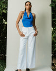 Cowl Neck Bodysuit - Cobalt