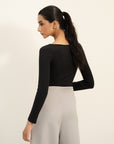 Square Neck Bodysuit - Black
