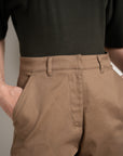 Twill Straight Fit Pants - Wood Brown