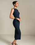 Pleated Dress - Navy