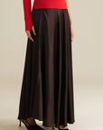 Flared Satin Skirt- Chocolate