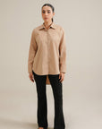 Hi-Lo Button Down - Sand
