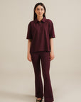 Zip-Up Polo - Wine Red