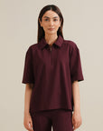Zip-Up Polo - Wine Red