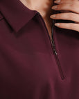 Zip-Up Polo - Wine Red